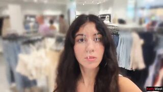 Risky Fitting Room Sex and Public Cumwalk in a Raiment Store Full of People