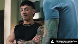 HETEROFLEXIBLE - Dude Siren Santiago Comforts Lonely Stepdad Derek Kage Then Bends Over To Get BRED
