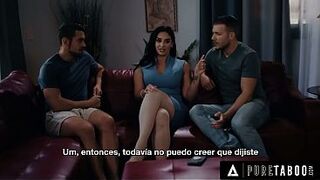 PURE TABOO Stepmom Sheena Ryder Surrenders To Stepsons DP threesome Request - SPANISH SUBTITLES