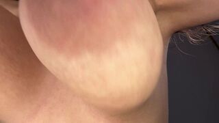 These giant titties are bouncing right in front of your face. Suck on 'em worthy whilst I bounce on your dick