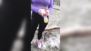 Enjoy Riga beauty's wet forest pissing