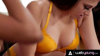 Naughty Gia Derza Tricks Shy BFF Nia Nacci Into Stripping Undressed Then Rubs One Out During Their Movie