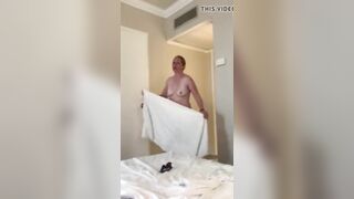 Step Mom shares hotel room walking around naked