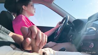 Risky Driving Handjob – Wanking Him During the time that Steering