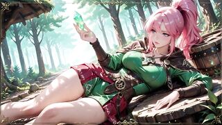 Deep Squat Teasing Below the Massive Magic Array, Green Battle Gear Stretched Constricted.