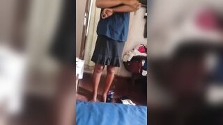 Natural African brunette showing everything in the bedroom