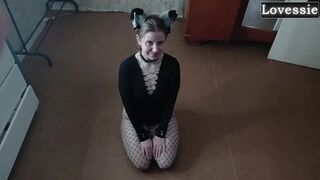 Hot Kitty Eats From a Bowl and Licks Her Slaver's Feet - Lovessie