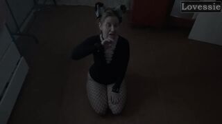 Hot Kitty Eats From a Bowl and Licks Her Slaver's Feet - Lovessie
