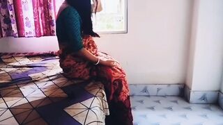 Hardcore screwing with Nice-looking Red Saree Hawt Bhabi with Big Melons.