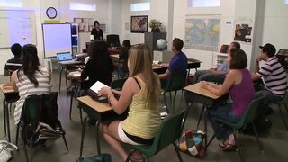 Curvy MILF teacher just fucked her naughty student in the classroom