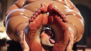 SSBBW Makes Slim Slave Lick Her Sweaty Feet