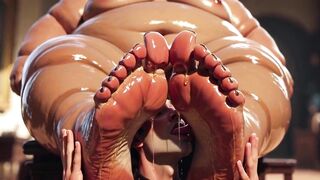 SSBBW Makes Slim Slave Lick Her Sweaty Feet