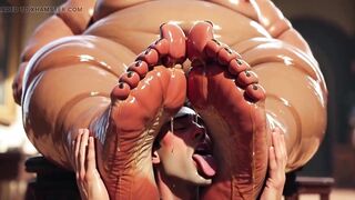 SSBBW Makes Slim Slave Lick Her Sweaty Feet
