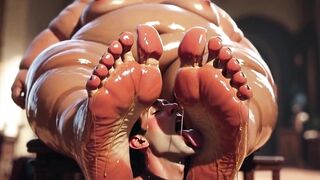 SSBBW Makes Slim Slave Lick Her Sweaty Feet
