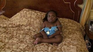 Petite Black Midget Takes a Tongue on Her Pussy In advance of Getting Fucked