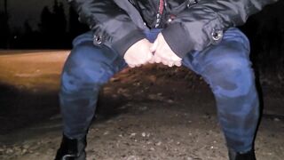 Made her expect - EMERGENCY desperation pee by hot mom off highway.