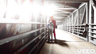 LATE NIGHT WALK Minah Khali Takes A Walk Late Night Bridge Highway and Bike Trail Gives Blowjob To Public Jogger