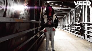 LATE NIGHT WALK Minah Khali Takes A Walk Late Night Bridge Highway and Bike Trail Gives Blowjob To Public Jogger