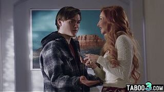 Big tits redhead cougar consoled by her big cocked neighbor