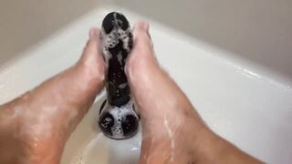 Giving my sex tool a footjob