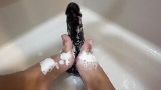 Giving my sex tool a footjob