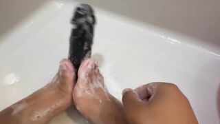 Giving my sex tool a footjob
