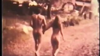 Retro Golden-haired Angel Michelle Angelo and Her Friend Like to Walk Bare in the Countryside