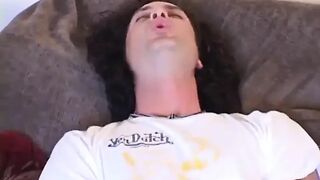 Brunette nurse babe sucks a fascinating rod and gets fucked on the sofa