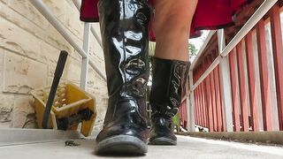 Black Boots Closeup Test for Crushing Video