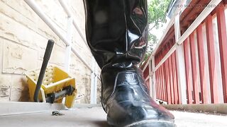 Black Boots Closeup Test for Crushing Video