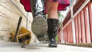 Black Boots Closeup Test for Crushing Video