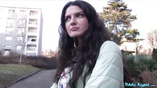 Cute Italian in hawt panties fucking a big knob - Public Agent