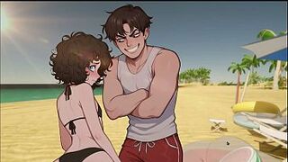 My Femboy Roomate [ GAY Comics Game ] Ep.5 Sunscreen BOOTY MASSAGE my ROOMIE in BEACH BIKINI caused an accidental BONER !
