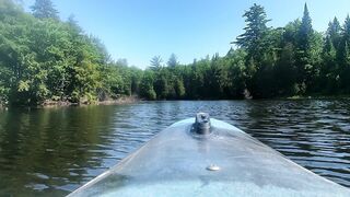 strawberry golden-haired goth femboy in black bikini & thigh socks, nature kayak session - solo cum in cove