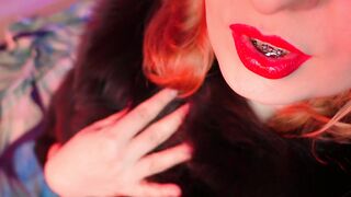 Red lipstick fetish and fur