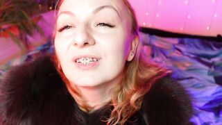 Red lipstick fetish and fur