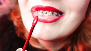 Red lipstick fetish and fur