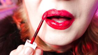 Red lipstick fetish and fur