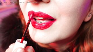 Red lipstick fetish and fur