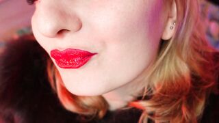 Red lipstick fetish and fur