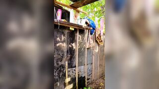 Summer Refreshing Shower Outside with Big Tits