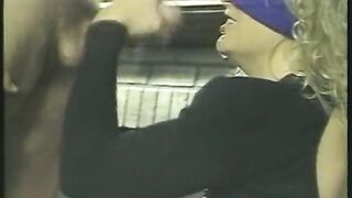 Bitch sucks a biggest ramrod then rides it hard while blindfolded
