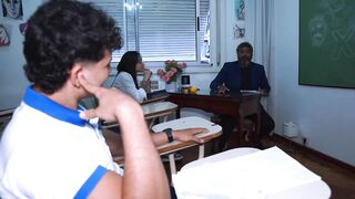 They Almost Got Caught! Big-Ass AntoMagali Bangs Her Colombian Classmate Whilst the Teacher Isn't Looking