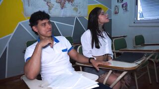 They Almost Got Caught! Big-Ass AntoMagali Bangs Her Colombian Classmate Whilst the Teacher Isn't Looking