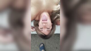 Sucking his cock upside down