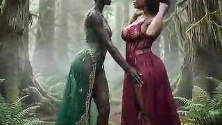 nigerian ebony [AI GENERATED] naija village african dark enjoys ride raw sex ride by dark african - american handsome black guy in the bush while step mamma was away. doggy position, missed missionary, bj