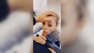 Teen Sucking Boss’ Dick In Public Bathroom for a Raise