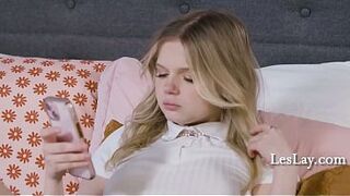 Stepsisters Busted Underneath Blanket Seduce Aroused Stepmom