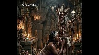 [AI Generated] an african village witch doctor from Ghana and Nigeria screws aged ebony hawt Nigerian grand ma raw