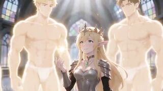 Blonde Fantasy Queen Gets Lifted & Shared by Multiple Men in Magical Hall – Harem Presentation Turns Full Orgy [ai]